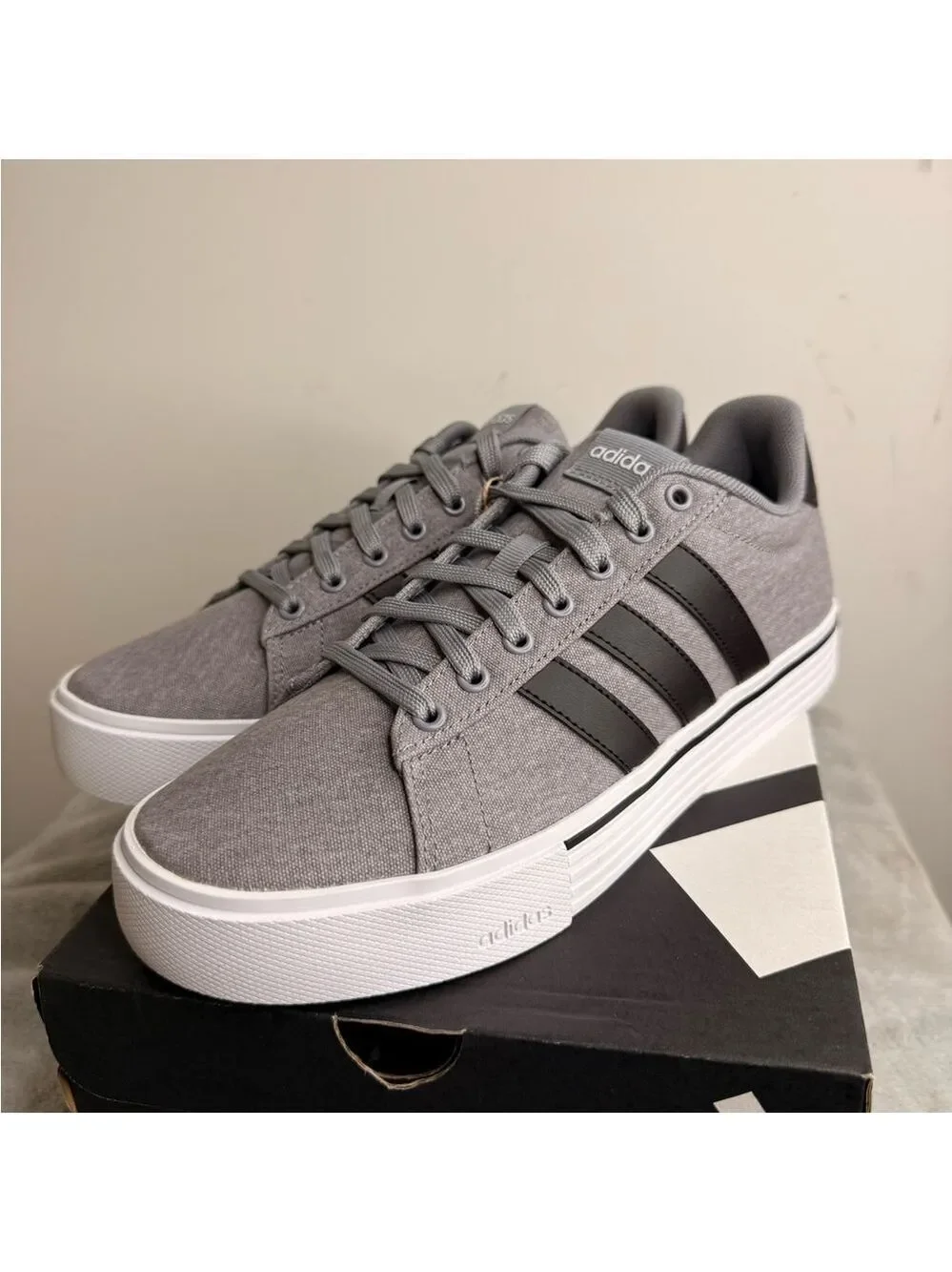 Adidas Daily 4.0 Grey/Black Canvas Sneakers - Men’s 8.5/Women’s 9.5 - New in Box
